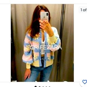 Zara Floral Jacquard Cardigan